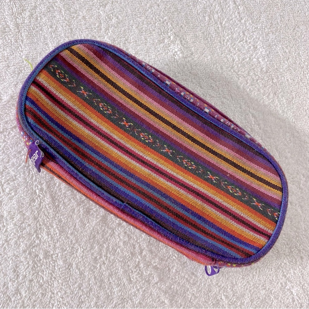 5/$35 Vintage Tech Gear Colourful Striped Pencil Pouch